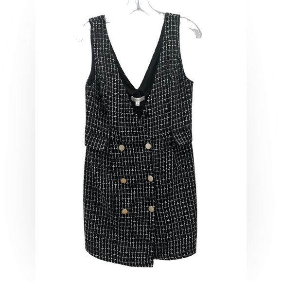 Francesca's Collections Black and White Tweed Mini Dress - Picture 2 of 6